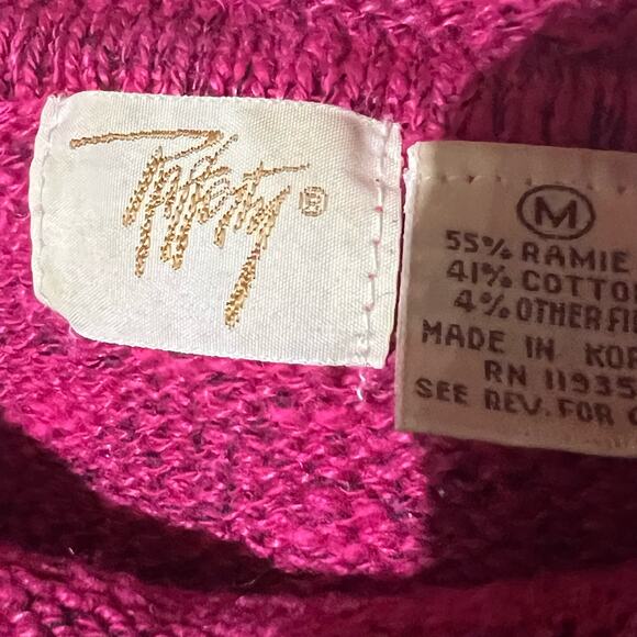 90s Geometric Color Block Sweater Abstract Pattern Purple Teal Gold Medium - Picture 6 of 7